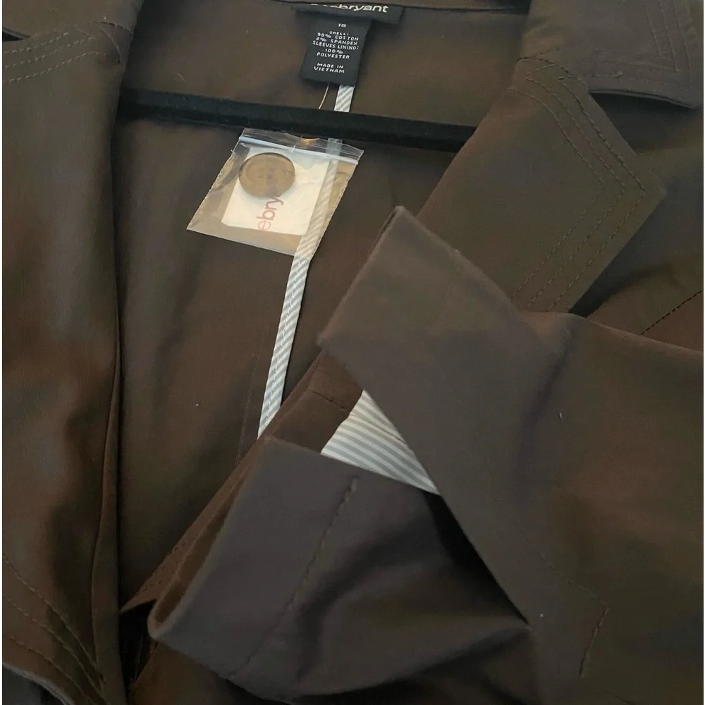 Lane Bryant Notch Lapel Blazer 18 Brown Lined Short Cotton 2 Button Jacket